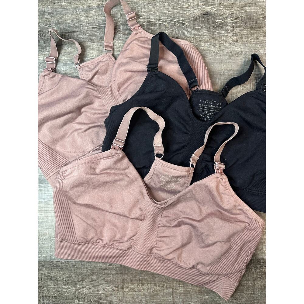 Set of 3 Kindered Bravely Nursing/Pumping Bras Mauve and Black XL